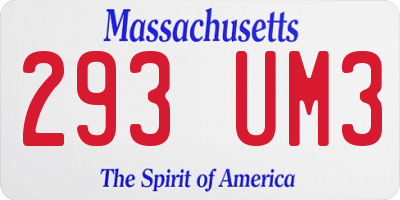 MA license plate 293UM3