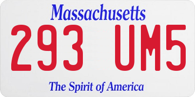 MA license plate 293UM5