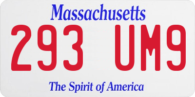 MA license plate 293UM9