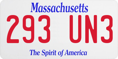 MA license plate 293UN3