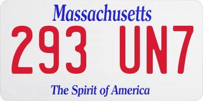 MA license plate 293UN7