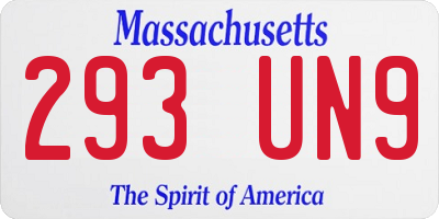 MA license plate 293UN9