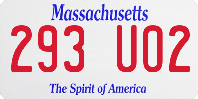 MA license plate 293UO2