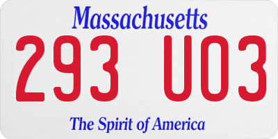 MA license plate 293UO3