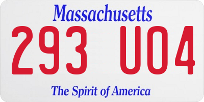 MA license plate 293UO4