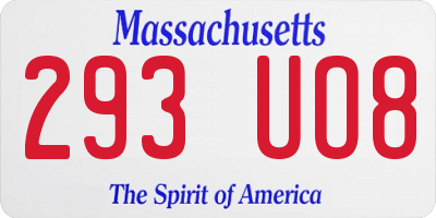 MA license plate 293UO8