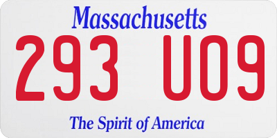 MA license plate 293UO9