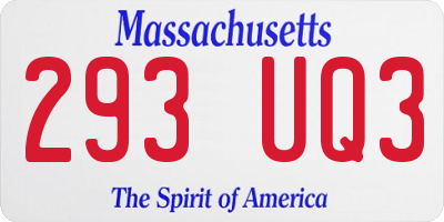 MA license plate 293UQ3
