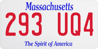 MA license plate 293UQ4