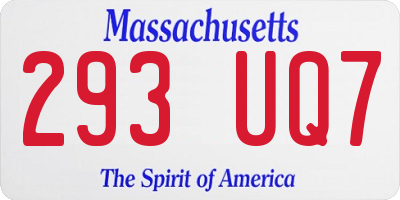 MA license plate 293UQ7