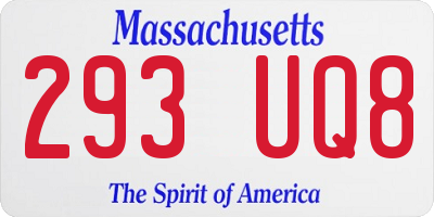 MA license plate 293UQ8