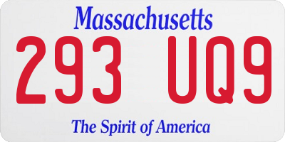MA license plate 293UQ9