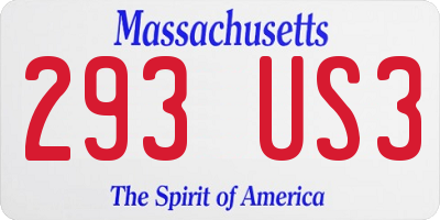 MA license plate 293US3