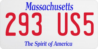 MA license plate 293US5