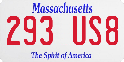 MA license plate 293US8