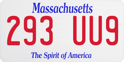 MA license plate 293UU9