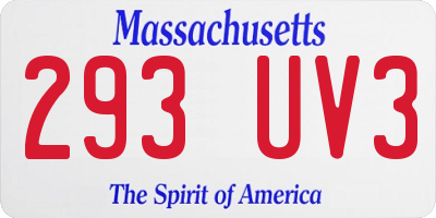 MA license plate 293UV3
