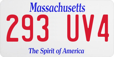MA license plate 293UV4