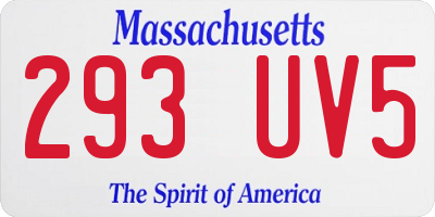 MA license plate 293UV5
