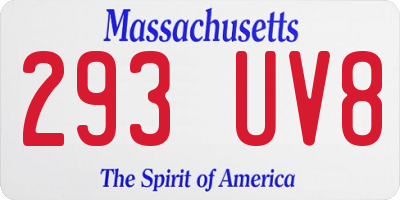 MA license plate 293UV8