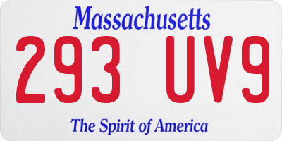 MA license plate 293UV9