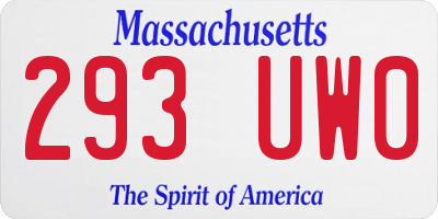 MA license plate 293UW0