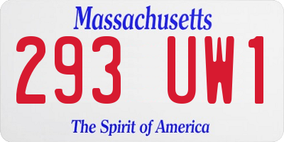 MA license plate 293UW1