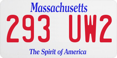 MA license plate 293UW2