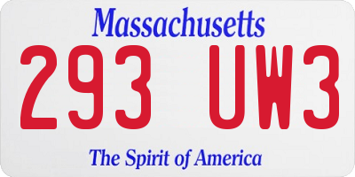 MA license plate 293UW3