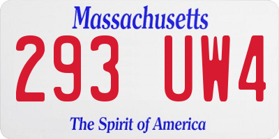 MA license plate 293UW4