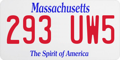 MA license plate 293UW5