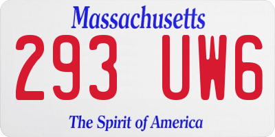 MA license plate 293UW6