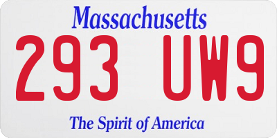 MA license plate 293UW9