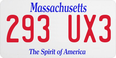 MA license plate 293UX3
