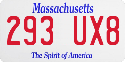 MA license plate 293UX8