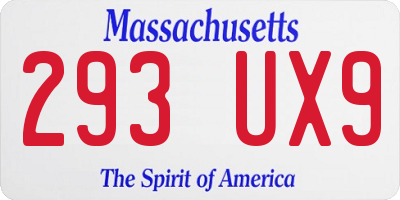 MA license plate 293UX9