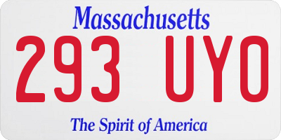 MA license plate 293UY0