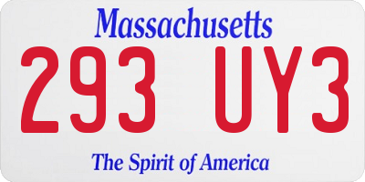 MA license plate 293UY3