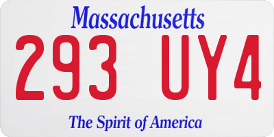MA license plate 293UY4