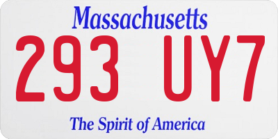 MA license plate 293UY7