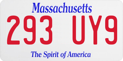 MA license plate 293UY9