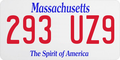 MA license plate 293UZ9
