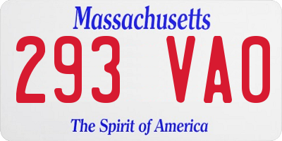 MA license plate 293VA0