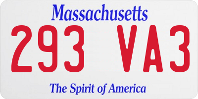 MA license plate 293VA3