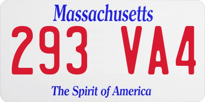 MA license plate 293VA4