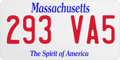 MA license plate 293VA5