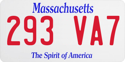 MA license plate 293VA7
