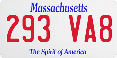 MA license plate 293VA8