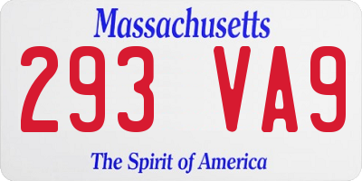 MA license plate 293VA9