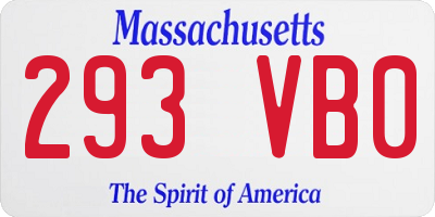 MA license plate 293VB0